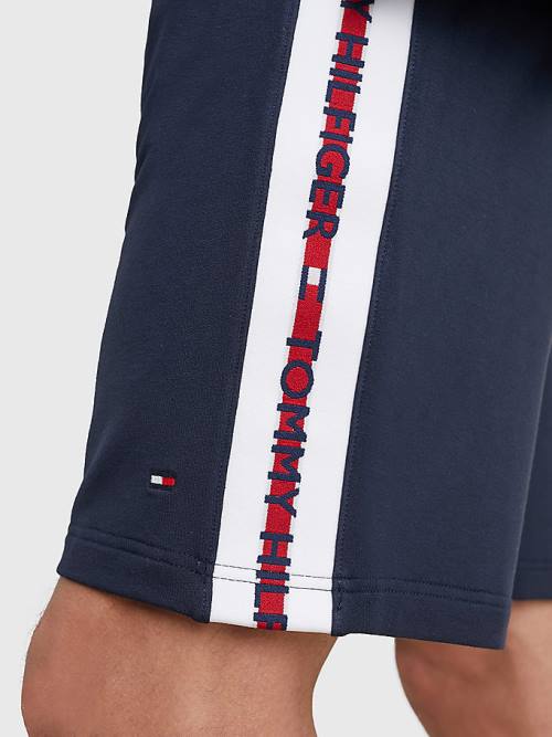 Tommy Hilfiger Logo Tape Parça Shorts Pijama Erkek Mavi | TH402MIB