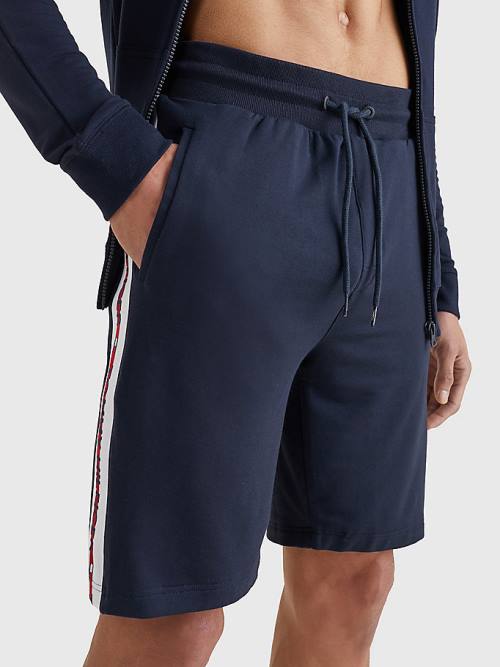 Tommy Hilfiger Logo Tape Parça Shorts Pijama Erkek Mavi | TH402MIB