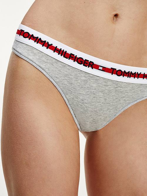 Tommy Hilfiger Logo Tape Stretch Tanga İç Giyim Kadın Gri | TH380FXV