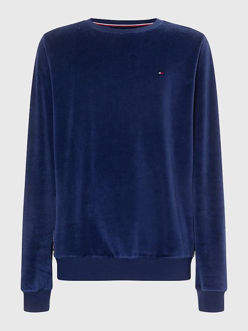 Tommy Hilfiger Logo Tape Sweatshirt Pijama Erkek Mavi | TH032LRB