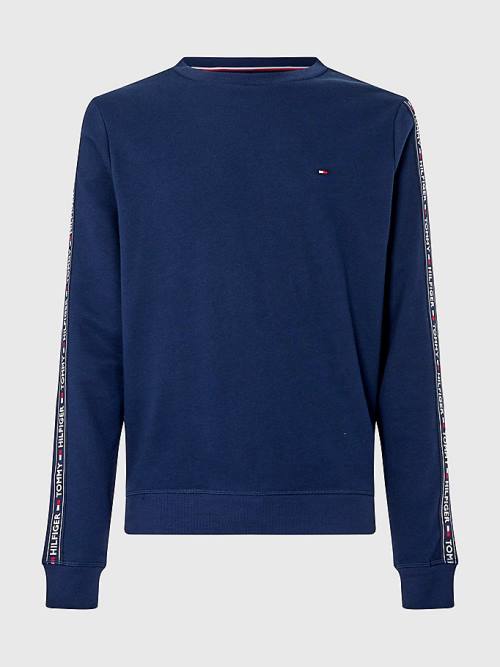 Tommy Hilfiger Logo Tape Sweatshirt Pijama Erkek Mavi | TH239EVJ