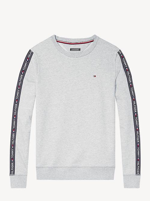 Tommy Hilfiger Logo Tape Sweatshirt Pijama Erkek Gri | TH356JCY