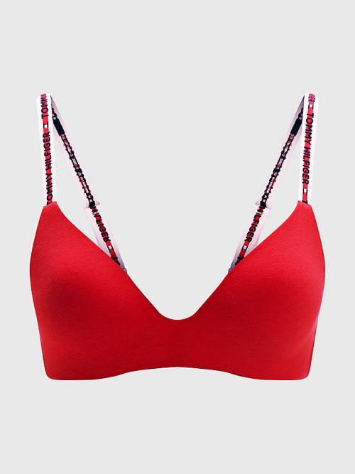 Tommy Hilfiger Logo Tape Triangle Bra İç Giyim Kadın Kırmızı | TH835VUH