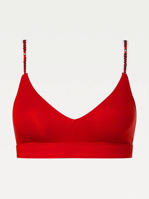 Tommy Hilfiger Logo Tape Triangle Bralette İç Giyim Kadın Kırmızı | TH970DGS