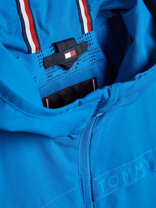 Tommy Hilfiger Logo Tape Zip-Thru Parka Ceket Erkek Çocuk Mavi | TH594FNU