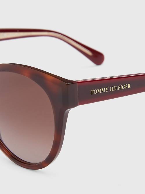 Tommy Hilfiger Logo Temple Cat-Eye Güneş Gözlüğü Kadın Kahverengi | TH417VQU