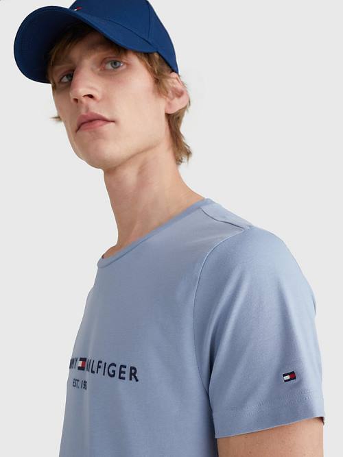 Tommy Hilfiger Logo Tişört Erkek Mavi | TH178ODP