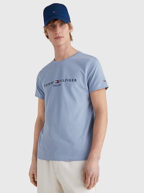 Tommy Hilfiger Logo Tişört Erkek Mavi | TH178ODP