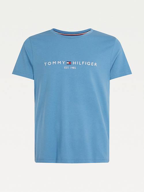 Tommy Hilfiger Logo Tişört Erkek Mavi | TH430XIP