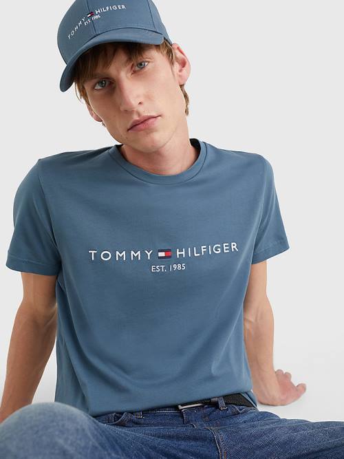 Tommy Hilfiger Logo Tişört Erkek Mavi | TH625SPE