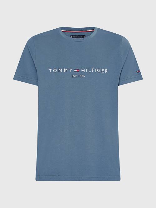 Tommy Hilfiger Logo Tişört Erkek Mavi | TH625SPE