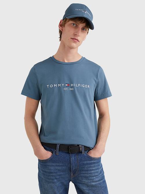 Tommy Hilfiger Logo Tişört Erkek Mavi | TH625SPE