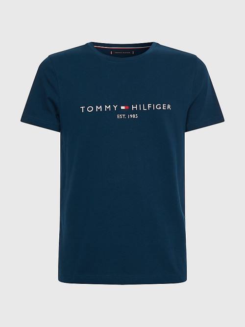 Tommy Hilfiger Logo Tişört Erkek Mavi | TH691XOM