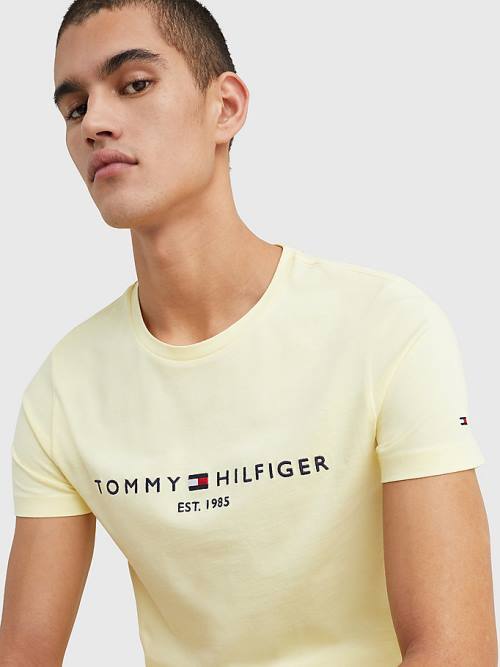 Tommy Hilfiger Logo Tişört Erkek Sarı | TH108TUR