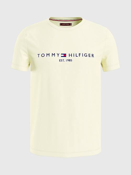 Tommy Hilfiger Logo Tişört Erkek Sarı | TH108TUR