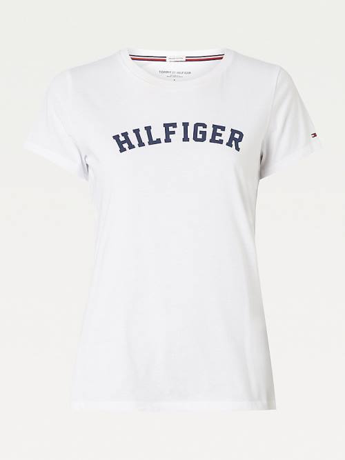 Tommy Hilfiger Logo Tişört Kadın Beyaz | TH748PND