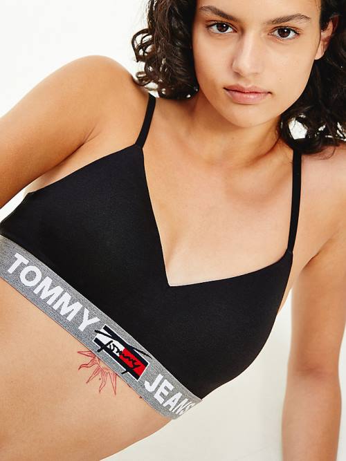 Tommy Hilfiger Logo Underband Padded Bralette İç Giyim Kadın Siyah | TH748VSI