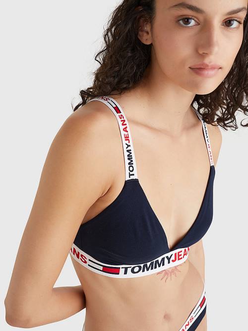 Tommy Hilfiger Logo Underband Triangle Bra İç Giyim Kadın Mavi | TH260DGL