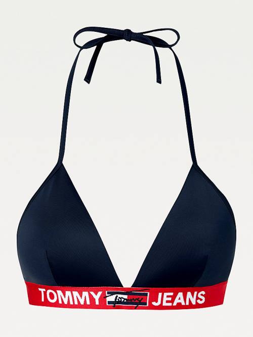 Tommy Hilfiger Logo Underband Triangle Bikini Top Mayo Kadın Mavi | TH312TUL