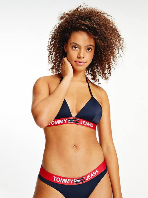 Tommy Hilfiger Logo Underband Triangle Bikini Top Mayo Kadın Mavi | TH312TUL