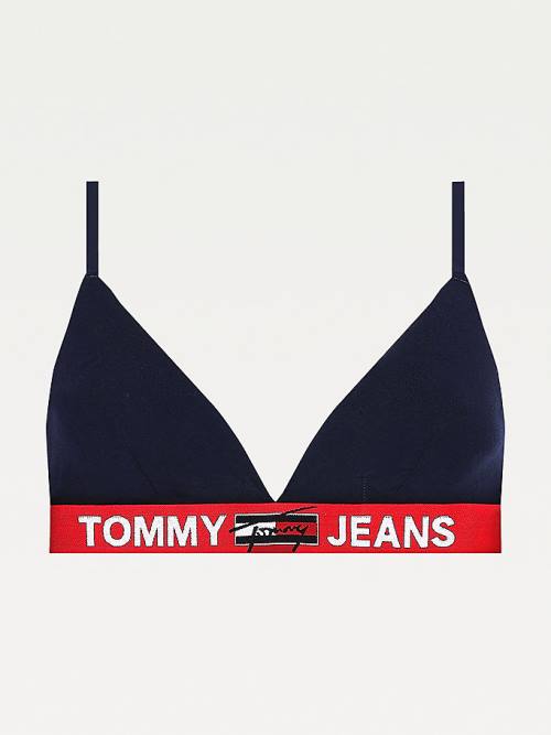 Tommy Hilfiger Logo Underband Unlined Triangle Bra İç Giyim Kadın Mavi | TH908JNQ