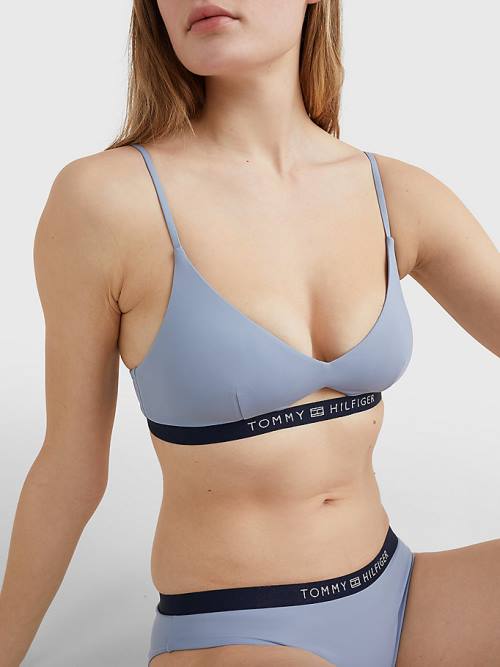 Tommy Hilfiger Logo Waistband Bikini Bralette Mayo Kadın Mavi | TH167KQO