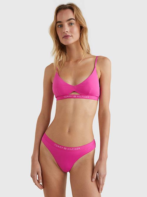 Tommy Hilfiger Logo Waistband Brazilian Bikini Bottoms Mayo Kadın Pembe | TH420LTD