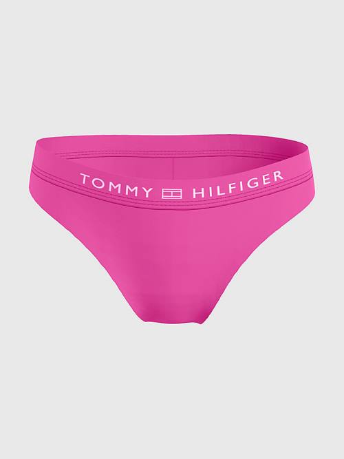 Tommy Hilfiger Logo Waistband Brazilian Bikini Bottoms Mayo Kadın Pembe | TH420LTD