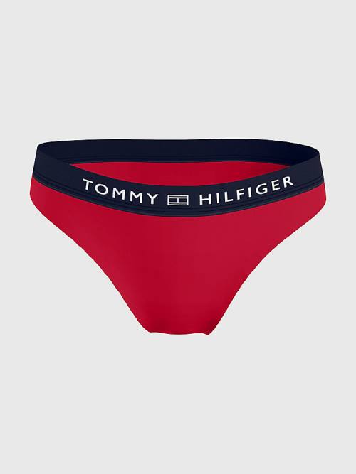 Tommy Hilfiger Logo Waistband Brazilian Bikini Bottoms Mayo Kadın Kırmızı | TH480ATW