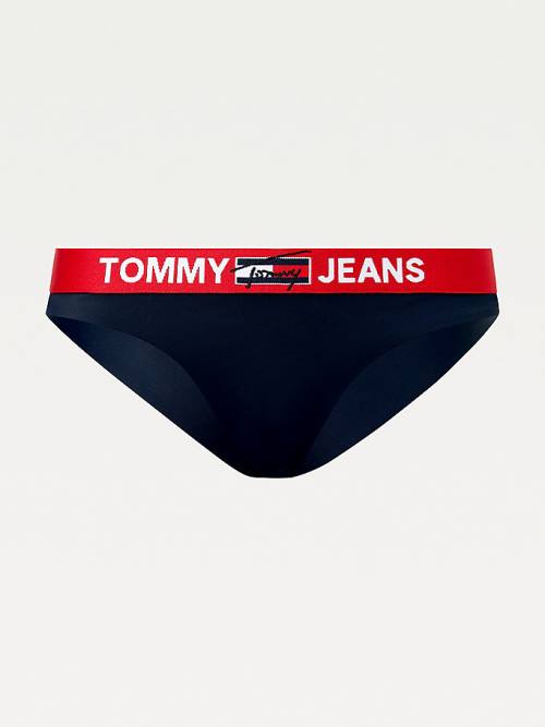 Tommy Hilfiger Logo Waistband Brazilian Bikini Bottoms Mayo Kadın Mavi | TH914LGQ