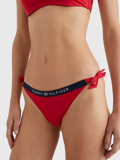 Tommy Hilfiger Logo Waistband Cheeky Fit Bikini Bottoms Mayo Kadın Kırmızı | TH916NLV