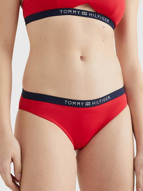 Tommy Hilfiger Logo Waistband Klasik Bikini Bottoms Mayo Kadın Kırmızı | TH279EGC