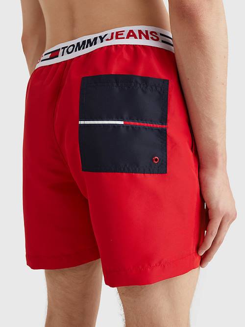 Tommy Hilfiger Logo Waistband Mid Cut Cut Cut Length Shorts Mayo Erkek Kırmızı | TH047MHT