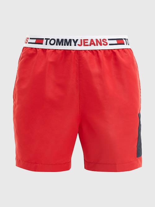 Tommy Hilfiger Logo Waistband Mid Cut Cut Cut Length Shorts Mayo Erkek Kırmızı | TH047MHT