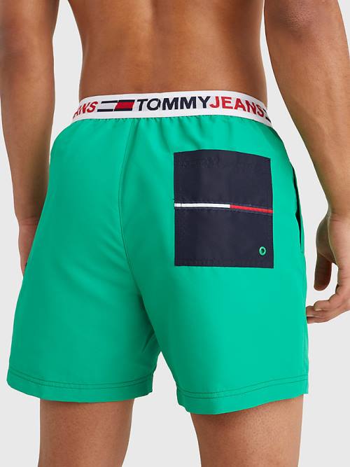 Tommy Hilfiger Logo Waistband Mid Cut Cut Cut Length Shorts Mayo Erkek Yeşil | TH631KCD