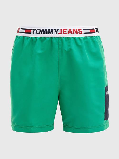 Tommy Hilfiger Logo Waistband Mid Cut Cut Cut Length Shorts Mayo Erkek Yeşil | TH631KCD