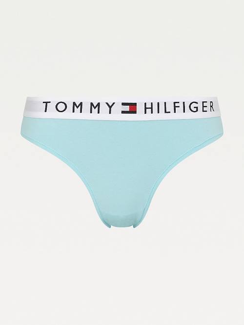 Tommy Hilfiger Logo Waistband Stretch Pamuklu Briefs İç Giyim Kadın Mavi | TH394QRT