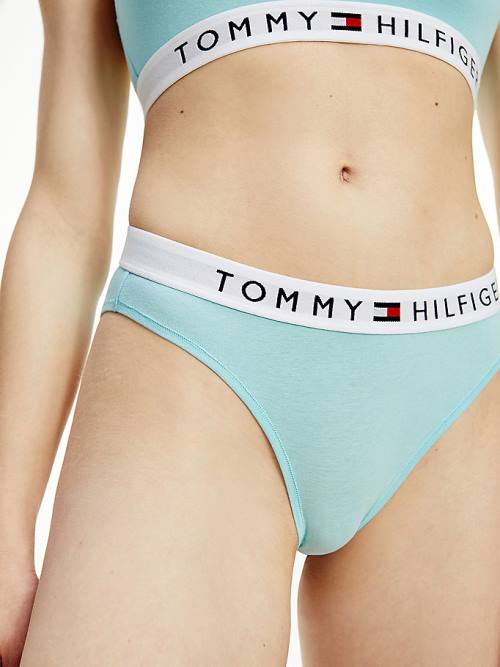 Tommy Hilfiger Logo Waistband Stretch Pamuklu Briefs İç Giyim Kadın Mavi | TH394QRT