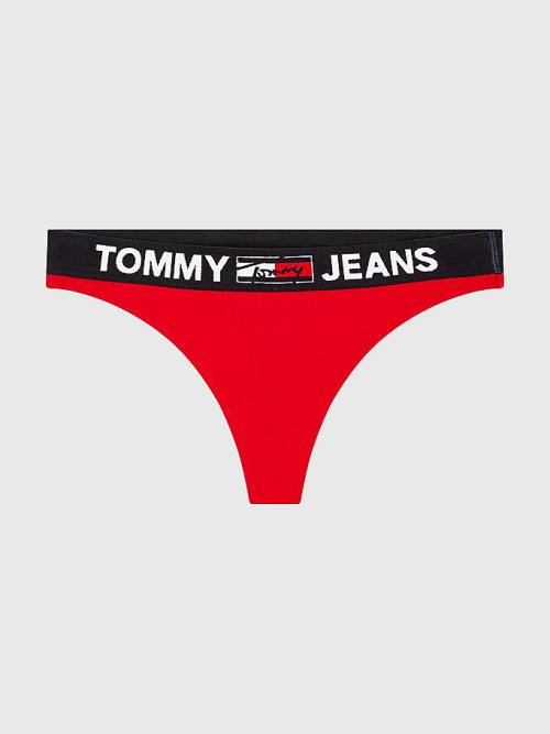 Tommy Hilfiger Logo Waistband Tanga İç Giyim Kadın Kırmızı | TH670OHP