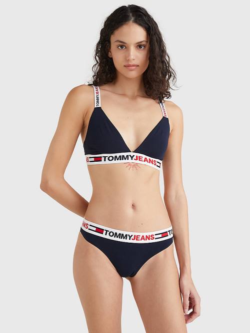 Tommy Hilfiger Logo Waistband Tanga İç Giyim Kadın Mavi | TH821MBQ