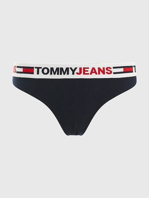 Tommy Hilfiger Logo Waistband Tanga İç Giyim Kadın Mavi | TH821MBQ