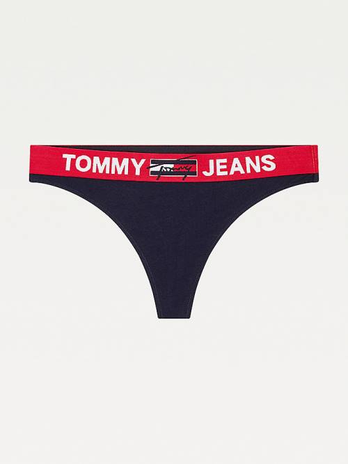 Tommy Hilfiger Logo Waistband Tanga İç Giyim Kadın Mavi | TH918RBL