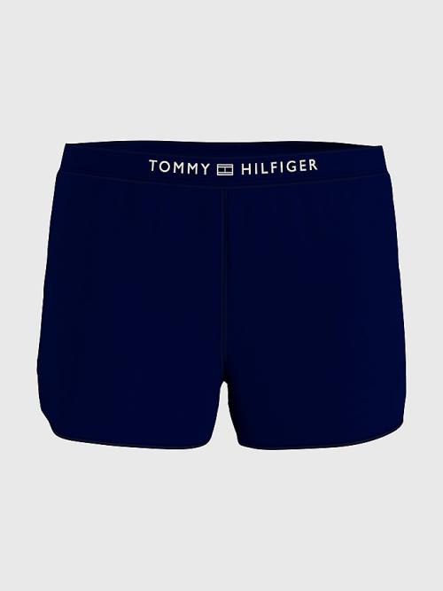 Tommy Hilfiger Logo Waistband Terry Shorts Mayo Kadın Mavi | TH596EDZ