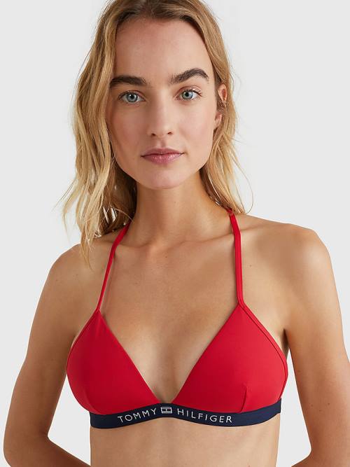 Tommy Hilfiger Logo Waistband Triangle Bikini Top Mayo Kadın Kırmızı | TH560RLP