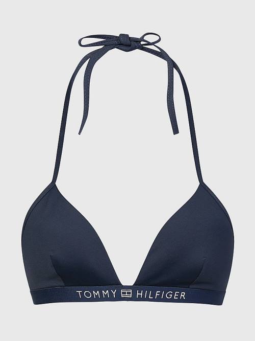 Tommy Hilfiger Logo Waistband Triangle Bikini Top Mayo Kadın Mavi | TH950NWK