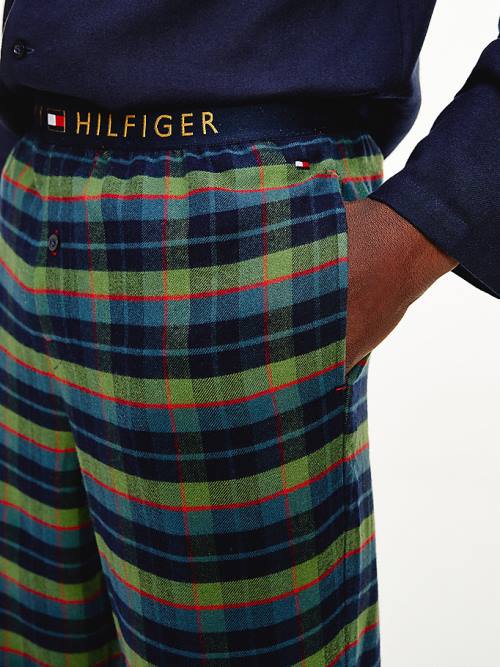 Tommy Hilfiger Long Sleeve Check Set Pijama Erkek Yeşil | TH219ZWL