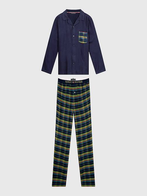 Tommy Hilfiger Long Sleeve Check Set Pijama Erkek Yeşil | TH219ZWL