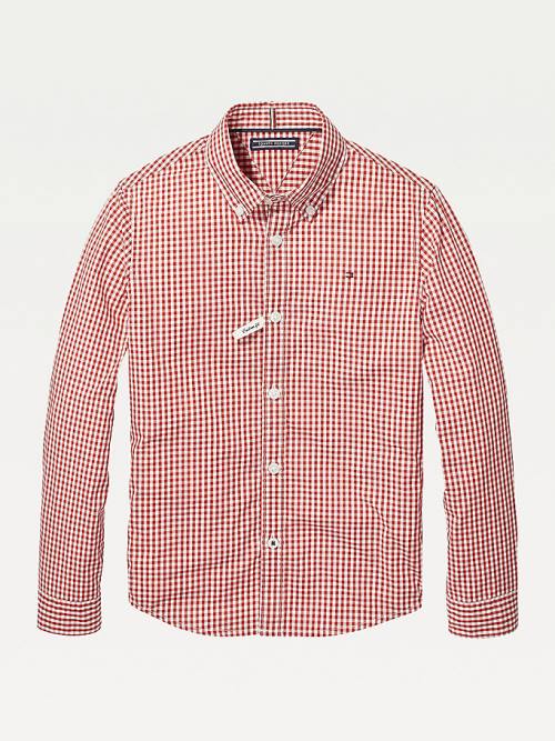 Tommy Hilfiger Long Sleeve Gingham Gömlek Erkek Çocuk Kırmızı | TH537LGT