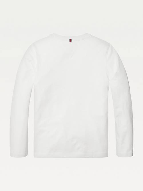 Tommy Hilfiger Long-Sleeve Organic Pamuklu Tişört Kiz Çocuk Beyaz | TH043MEI