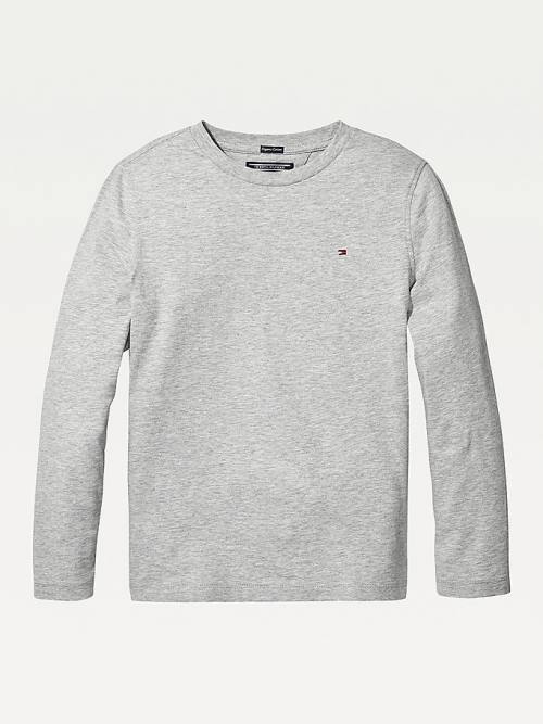 Tommy Hilfiger Long-Sleeve Organic Pamuklu Tişört Kiz Çocuk Gri | TH527TYG